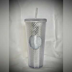 Starbucks Platinum Studded Cold Cup Tumbler, Venti 24 fl oz Silver one dull spot